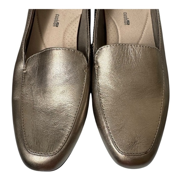 Clarks Juliet Lora Metallic Pewter Leather Loafers Womens Size 11 - Picture 8 of 11
